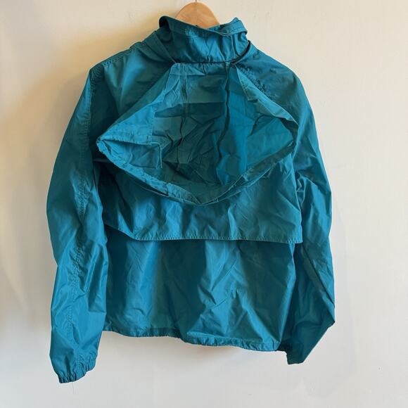 VTG Eddie Bauer Mens L Teal Green Zip Up Hooded Windbreaker Jacket 80's Pockets - Picture 7 of 14